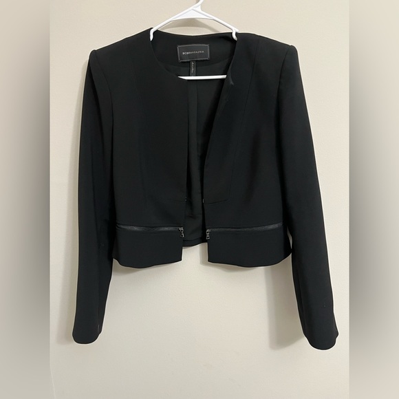 BCBGMaxAzria cropped long sleeve black blazer - Picture 2 of 7